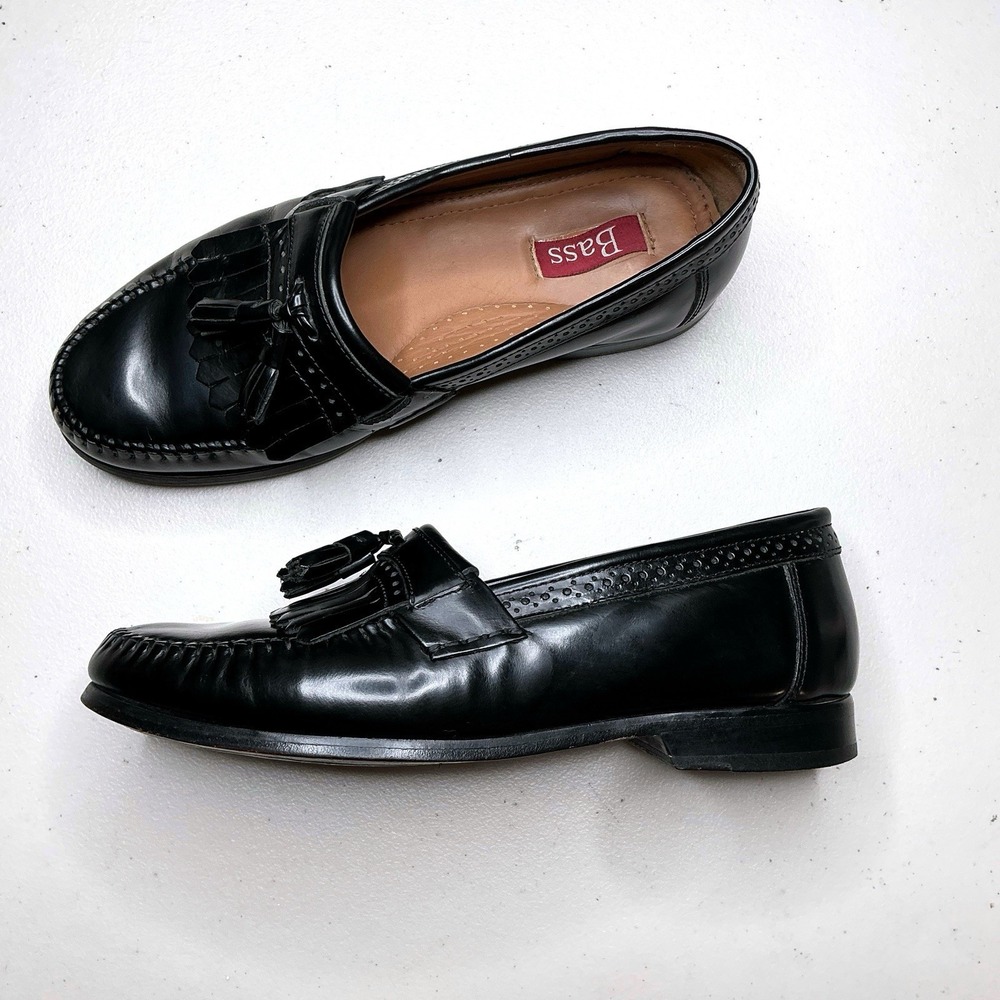 GH Bass Loafer Mens Size 9EE Black Leather Kiltie Tassel Slip On Grammer